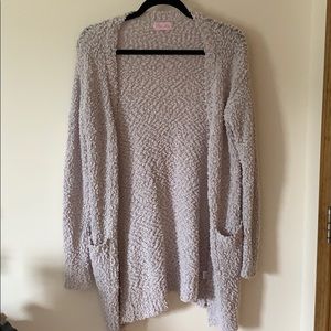 Pink Lily Light Grey Popcorn Cardigan